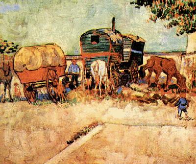 Vincent Van Gogh Encampment of Gypsies with Caravan France oil painting art